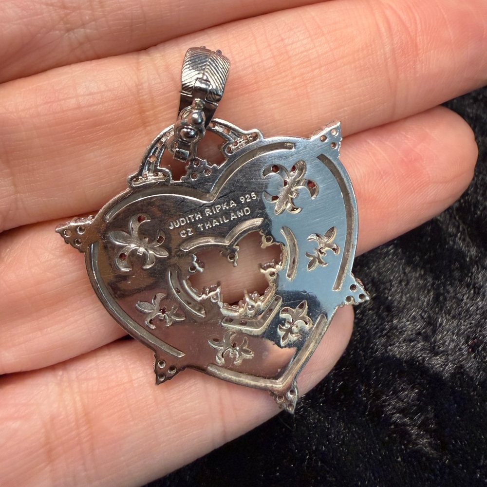 Judith Ripka Pink and Silver Heart Pendant Enhancer - Picture 2 of 6